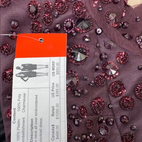 Monique Lhuillier V-Neck all over embroidered long sleeves dress - Picture 8 of 8